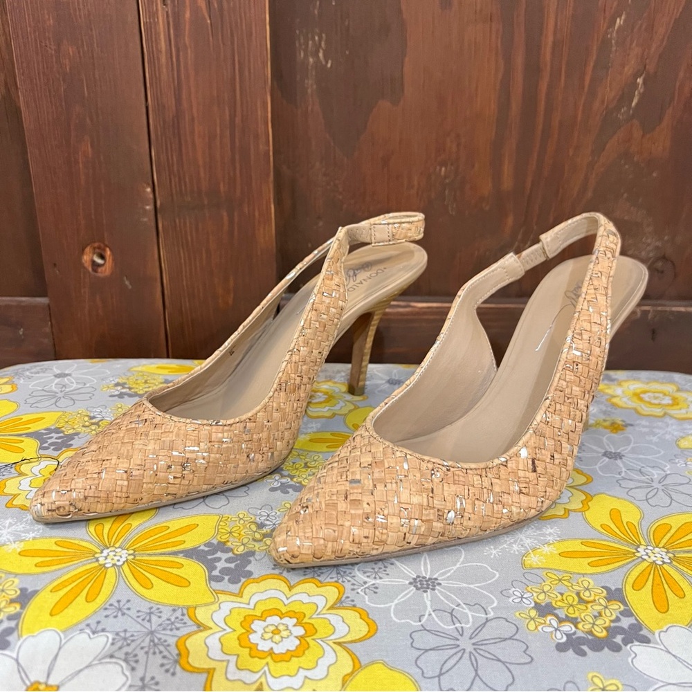 Donald J. Pliner Woven Tan Slingback Heels